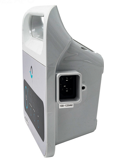 Side view of Maytronics Dolphin Power Supply showing the 100-125VAC power input socket and handle design.