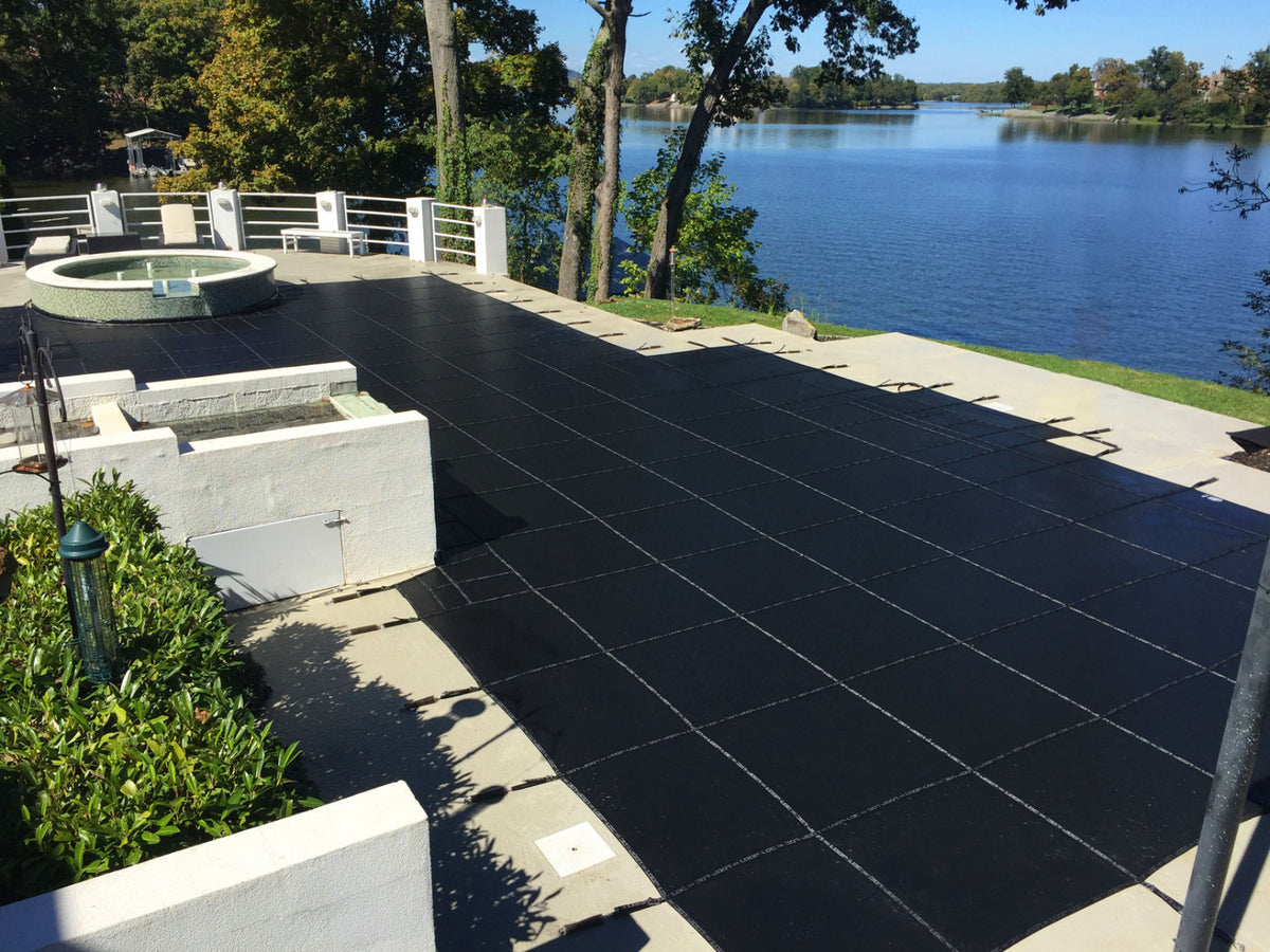 Loop-Loc Black Mesh Safety Pool Cover - Installed on Inground Pool