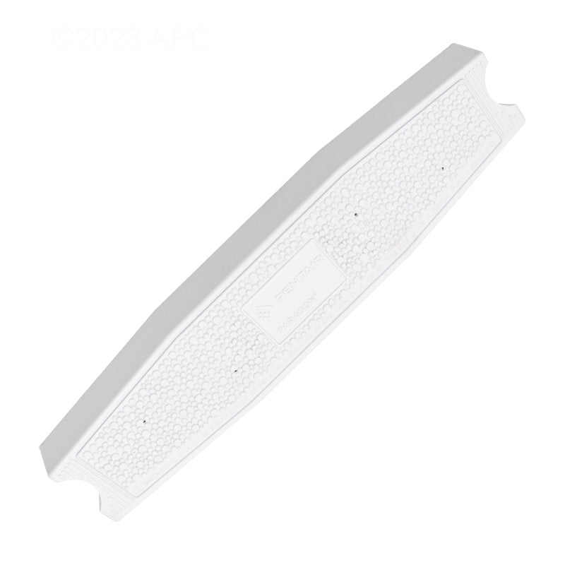 Angled top view of the white Paragon Aquatics 44104 sloping pool ladder replacement step, showing the textured anti-slip surface.