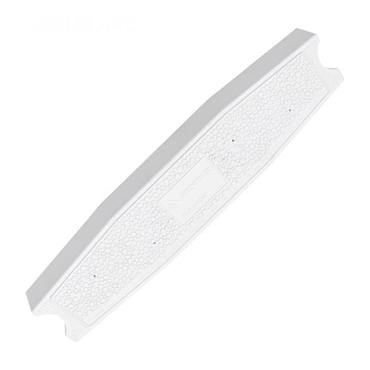 Angled top view of the white Paragon Aquatics 44104 sloping pool ladder replacement step, showing the textured anti-slip surface.
