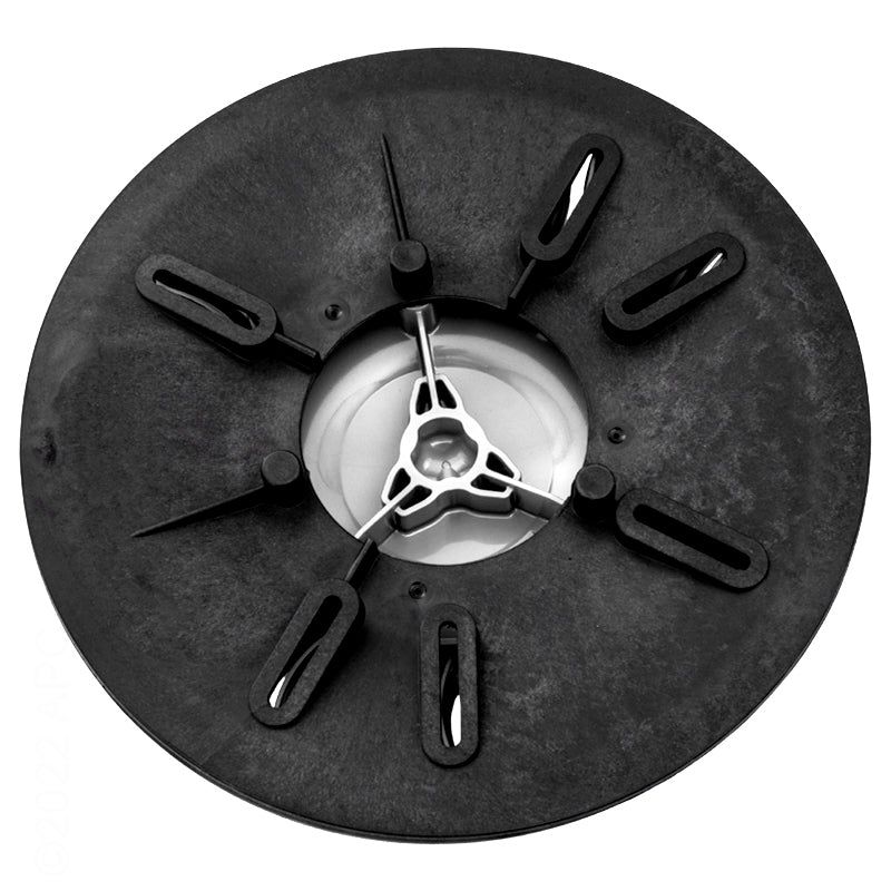 Underside view of Paramount Pentair SDX2 High Flow Safety Drain showing structural ribbing and mounting points for concrete pools.