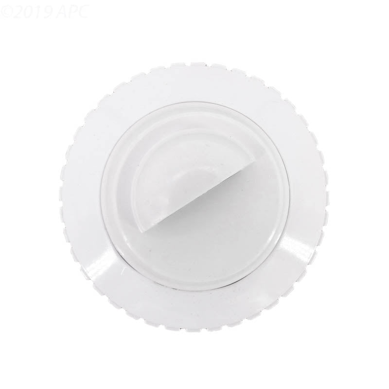 Top view of Paramount 004252303201 white threaded connector showing the precision-molded ridges and internal flow path.