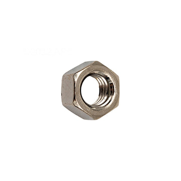 Side view of genuine Pentair 071403Z brass nickel-plated 3/8-16 hex nut for pool pump assemblies