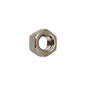 Side view of genuine Pentair 071403Z brass nickel-plated 3/8-16 hex nut for pool pump assemblies