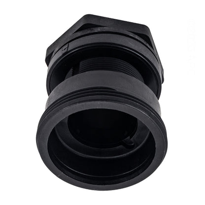 Genuine Pentair 154714 2 in Bulkhead Fitting for Triton II filters, showing the threaded black plastic body and hex nut.