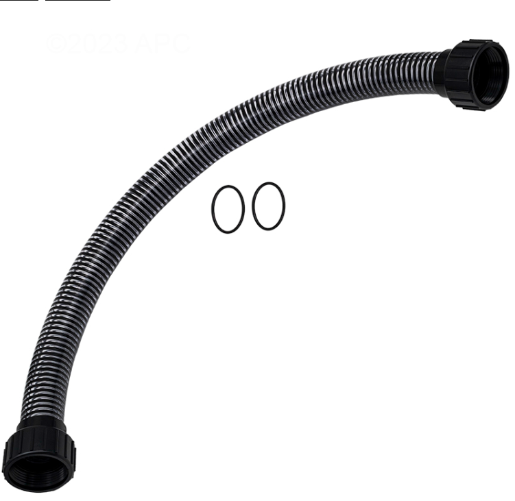 Pentair 155711Z 35-inch black flexible pump-to-filter hose assembly with two connection nuts and two replacement O-rings.