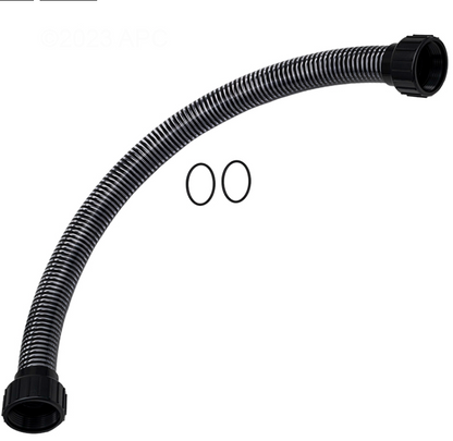 Pentair 155711Z 35-inch black flexible pump-to-filter hose assembly with two connection nuts and two replacement O-rings.