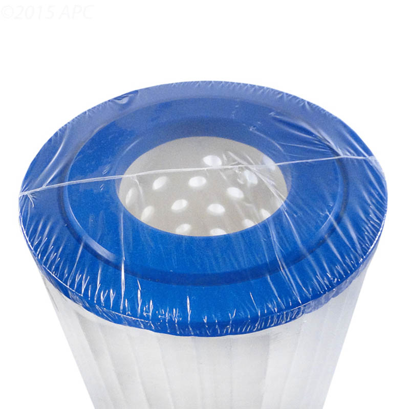 Top view of Pentair 178654Z filter cartridge featuring reinforced blue end caps and high-density filter media.