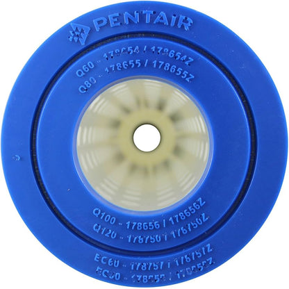 Close-up of the genuine Pentair 178655Z part number stamped on the filter cartridge end cap for authenticity.