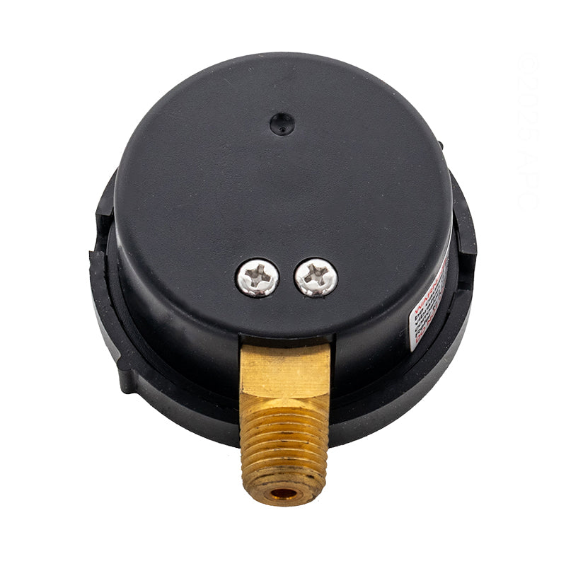 Rear view of Genuine Pentair 190058Z pressure gauge showing the 1/4 inch NPT threaded brass connection.