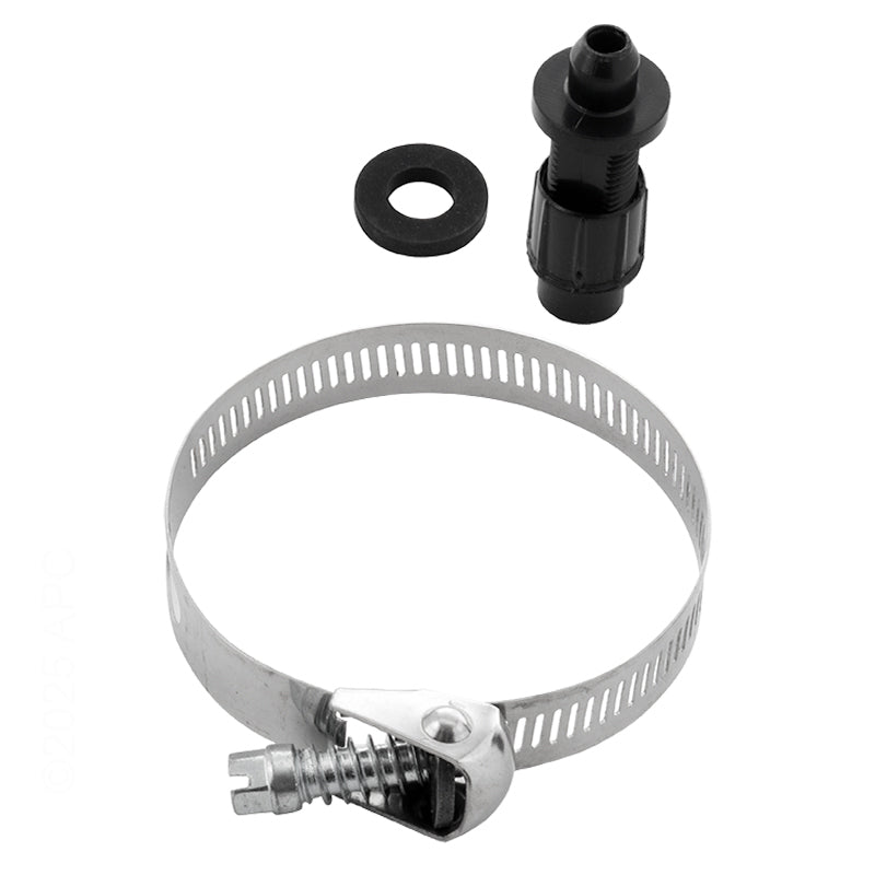 Front view of Genuine Pentair 200013 Rainbow 300/320 saddle replacement kit including clamp, gasket, and tube fitting.