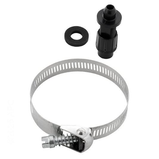 Front view of Genuine Pentair 200013 Rainbow 300/320 saddle replacement kit including clamp, gasket, and tube fitting.