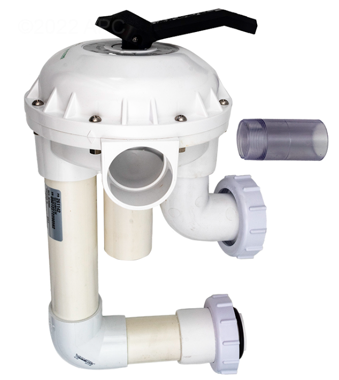 Pentair 261142 HiFlow 2-inch Multiport Valve for FNS Plus and Quad DE filters with pre-plumbed bulkhead fittings.