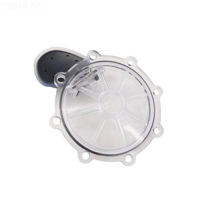 Side angle view of the Pentair 263042Z rebuild kit clear lid and flapper assembly for CPVC pool check valves.