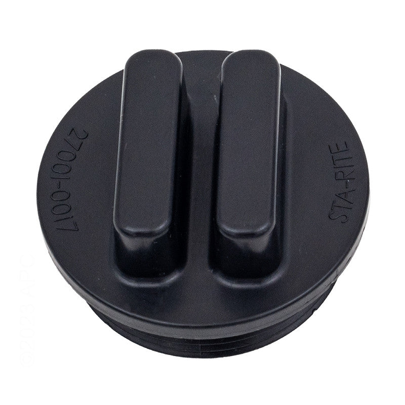 Top view of Pentair 270010022Z 1.5" NPT Drain Plug showing the slot drive head for easy removal from Sta-Rite System 3 filters.