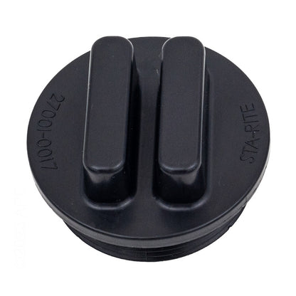 Top view of Pentair 270010022Z 1.5" NPT Drain Plug showing the slot drive head for easy removal from Sta-Rite System 3 filters.