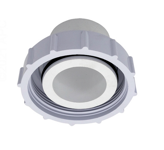 Pentair 271096 Bulkhead Union Valve Adapter Kit showing the 1.5 inch and 2 inch slip connection and threaded locking nut.