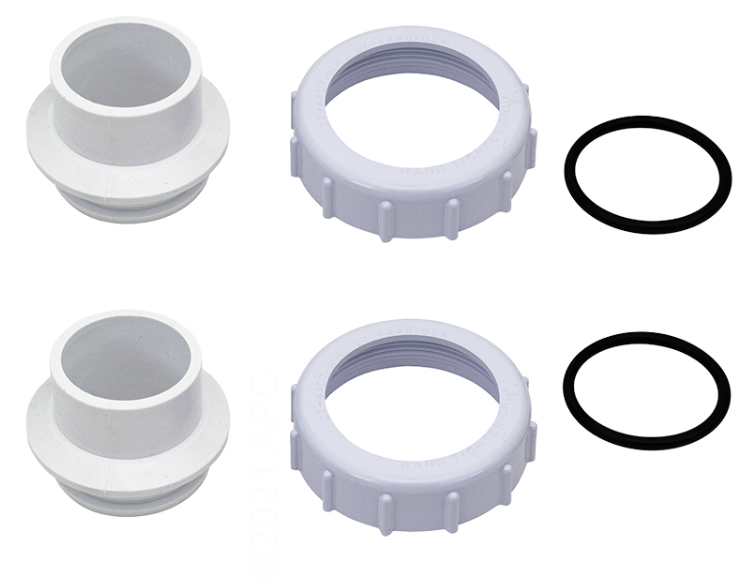 Complete Pentair 271096 Valve Adapter Kit including two bulkhead unions and two rubber O-rings for FNS and Clean & Clear filters
