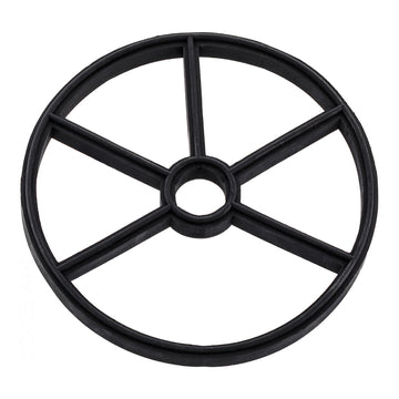 Black Pentair 271104 G-416 five-spoke 1.5-inch multiport valve spider diverter gasket.