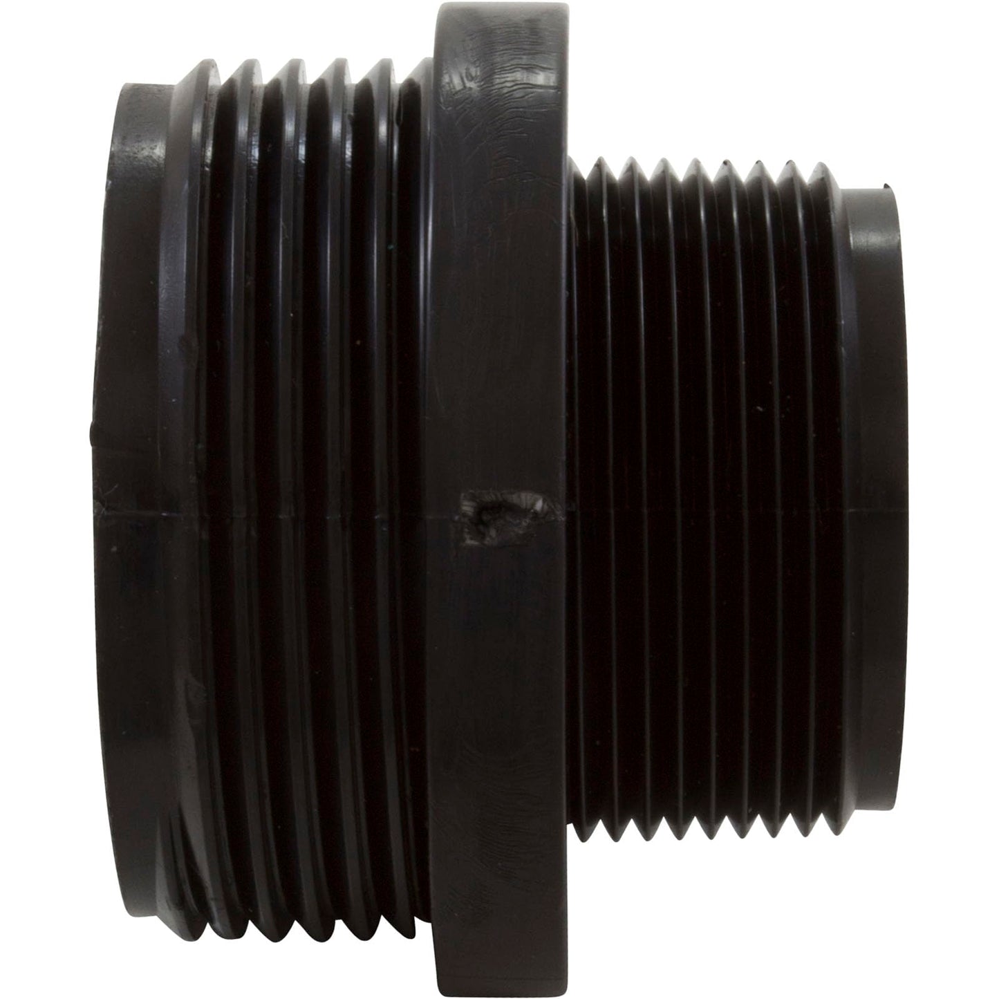 Side profile of Pentair 354588Z adapter showing the transition from 1.5" Male NPT pipe threads to 1.5" Male Buttress threads.