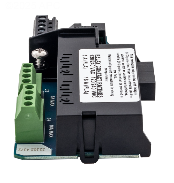 Pentair 356365Z Relay Board showing green terminal block connectors for pump automation wiring