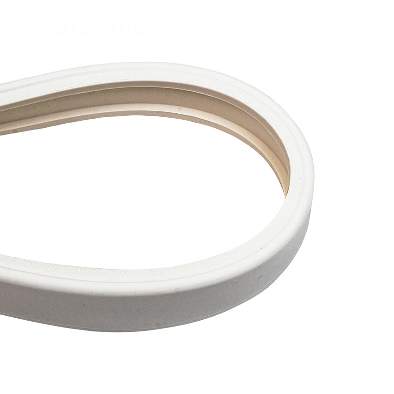 Side profile and tread detail of the genuine Pentair 360007 white rubber cleaner tire.