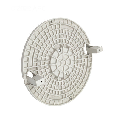 Underside tabbed locking detail of the Pentair 45118000 Admiral S20 white skimmer lid.