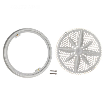 Genuine Pentair 500103 8-inch StarGuard white main drain cover with short ring and included fasteners.