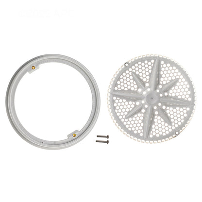 Genuine Pentair 500103 8-inch StarGuard white main drain cover with short ring and included fasteners.