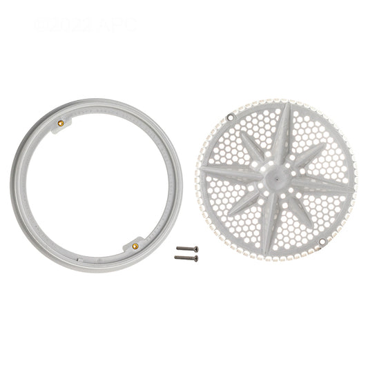 Genuine Pentair 500103 8-inch StarGuard white main drain cover with short ring and included fasteners.
