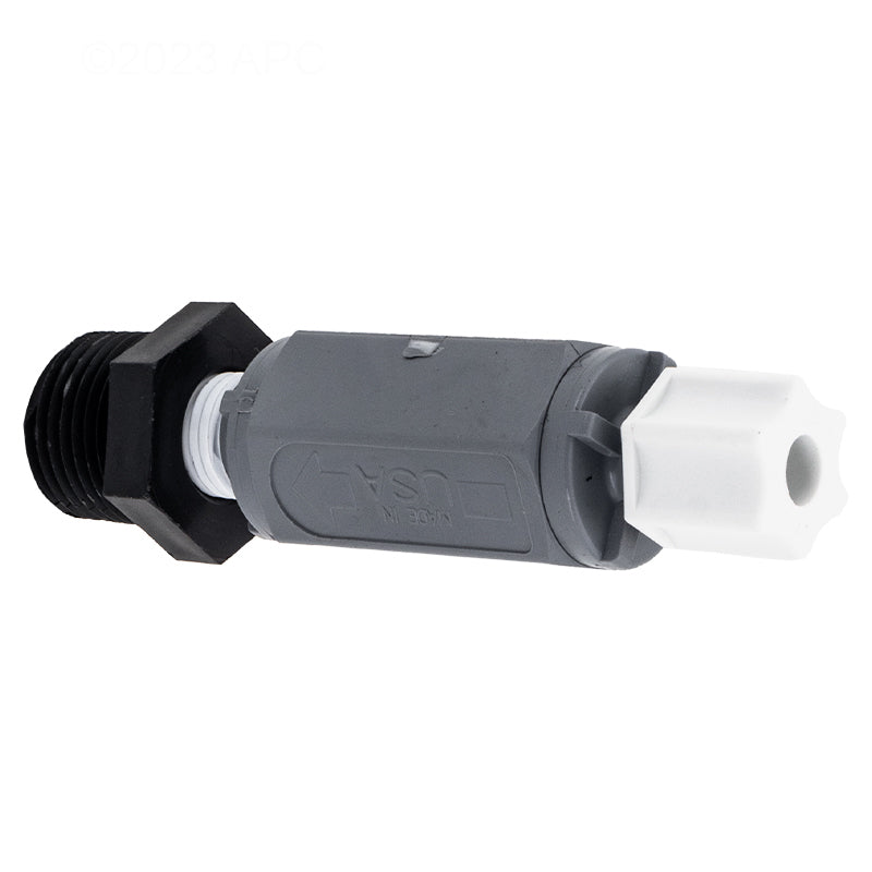Genuine Pentair 522513Z IntelliChem injection check valve highlighting the 1/4 inch Jayco connection.