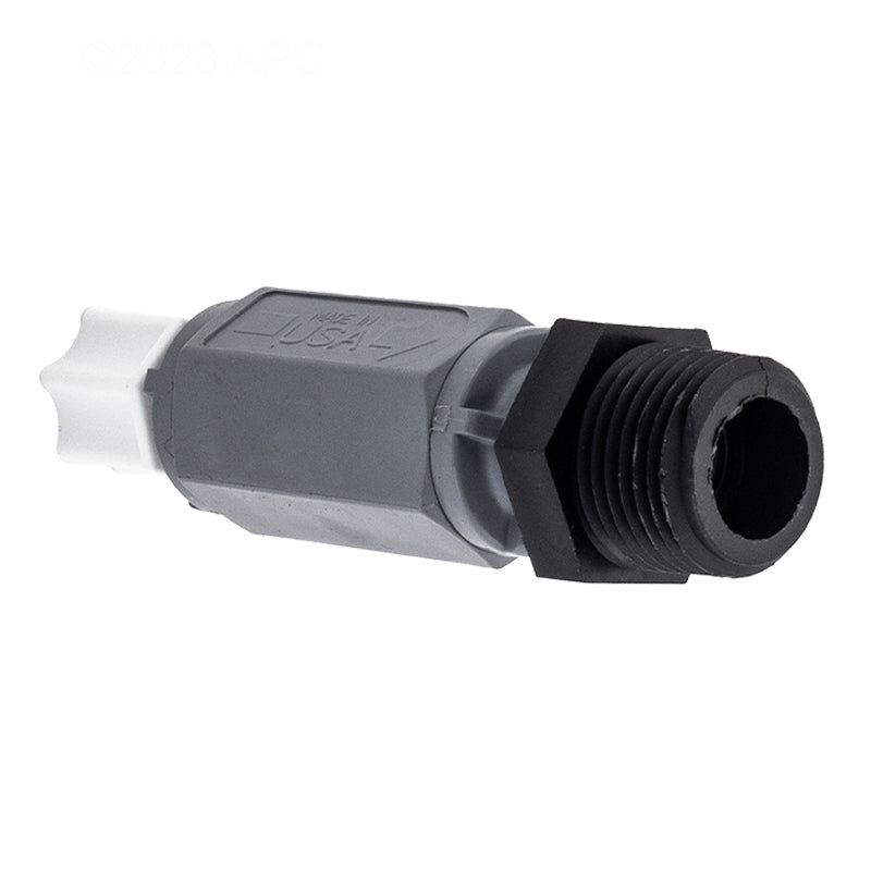 Pentair 522513Z chemical feeder injection check valve showing the 1/2 inch MNPT threaded connection.