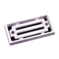 Angled view of the white genuine Pentair 2x4 in 3-Bar Gutter Drain Frame & Grate (542038).