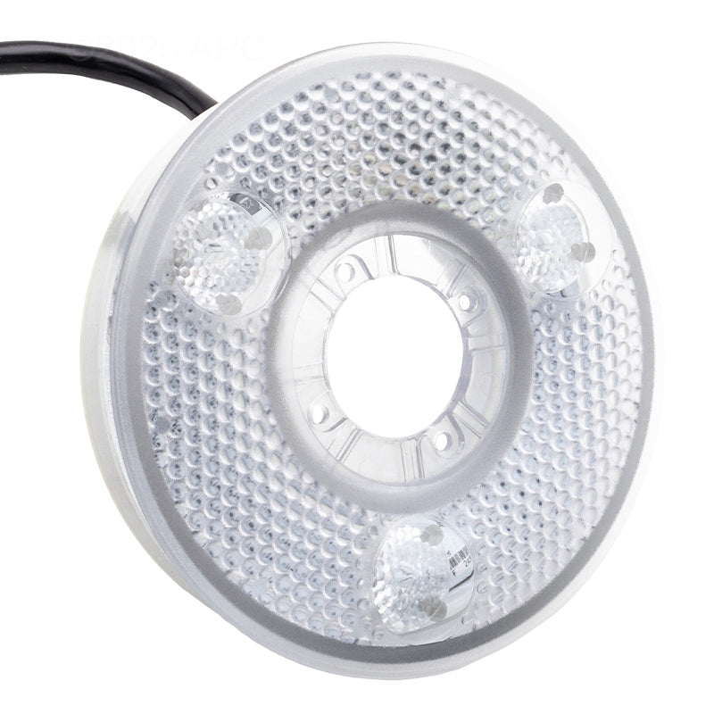 Close-up lens face view of the white genuine Pentair ColorCascade LED Bubbler Light Engine (590046).
