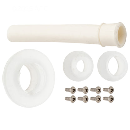 Overhead view of the genuine Pentair ColorCascade LED Bubbler (590046) white mounting hardware and screws.