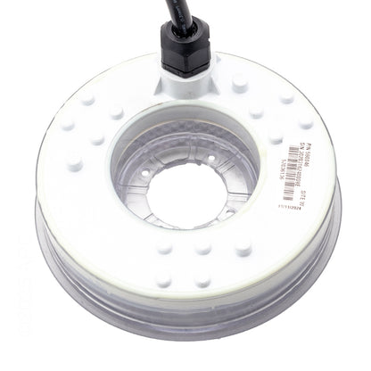 Rear view of the white genuine Pentair ColorCascade LED Bubbler Light Engine (590046) showing the cable.