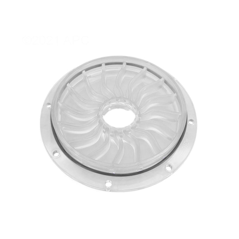 Bottom view of Pentair 590104Z ColorVision Bubbler Lens showing correctly seated rubber O-ring seal.