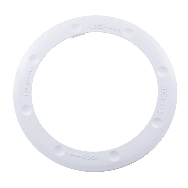 Front view of the genuine white Pentair ColorVision Bubbler Color Ring (590105Z) for gunite pools.
