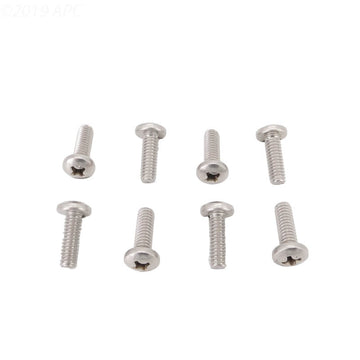 Front view of Pentair ColorVision Bubbler Lens Screw Kit 590119Z with eight stainless steel screws