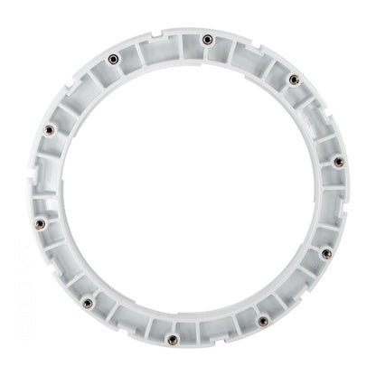 Rear inside view of Pentair AquaLumin III white replacement face ring (619601Z) showing molded screw bosses