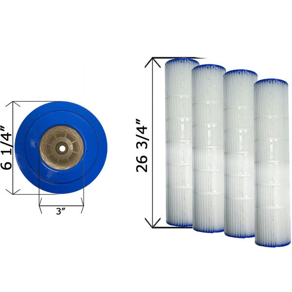 Dimensional diagram for Pentair Quad 80 DE filter; note that four 178655Z cartridges are required for a full system replacement.