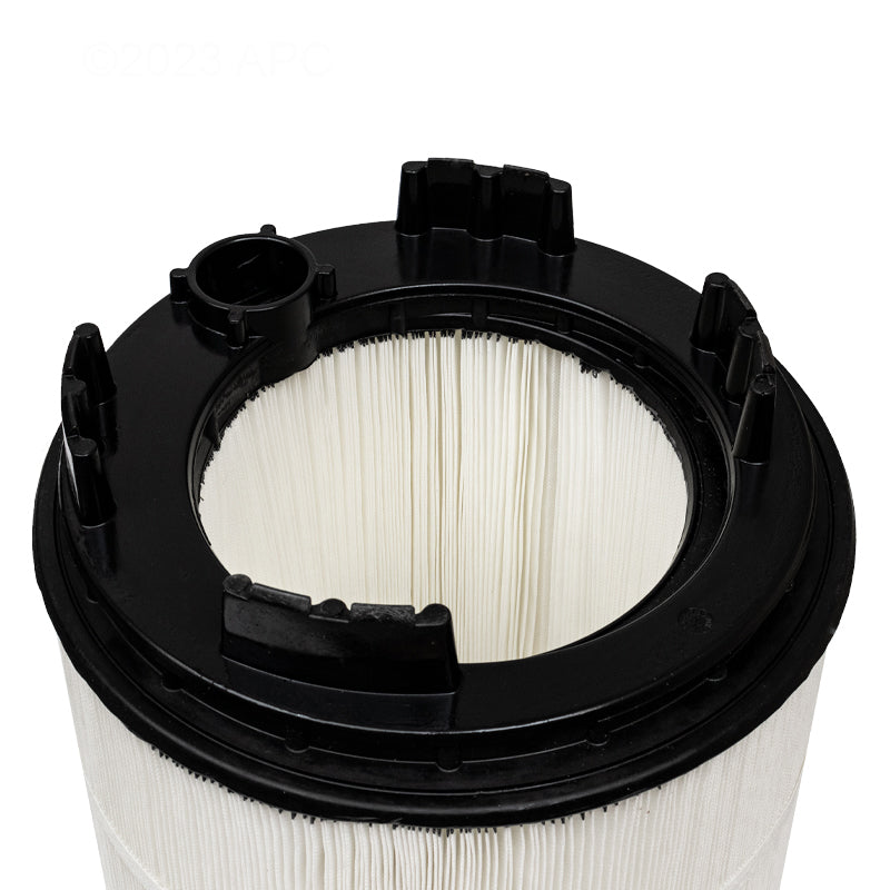 Bottom view of Genuine Pentair Sta-Rite 170145 S7M120 large outer cartridge showing black molded end cap and support legs.