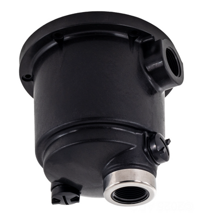 Front view of the Pentair ZBR39320 Pump Body Kit showing the high-impact black plastic housing and threaded intake port for Boost-Rite pumps.