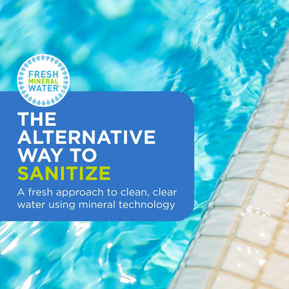 Informational graphic explaining the Pool Frog mineral technology approach to clean and clear pool water sanitization.
