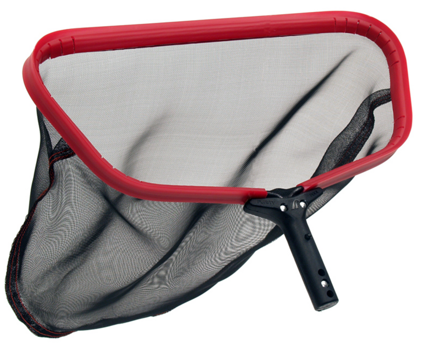 Purity Pool RBTD Red Baron 20-inch professional leaf rake featuring a heavy-duty red aluminum frame and black Tuff Duty mesh bag.