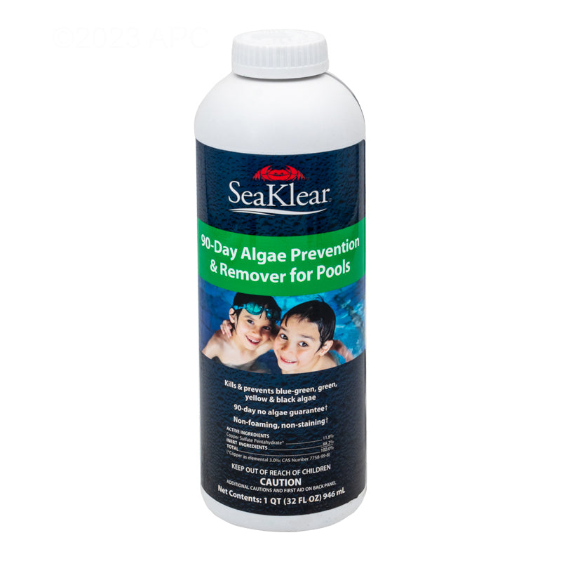 Front view of Genuine SeaKlear 90-Day Algae Prevention and Remover 32 oz Pool Algaecide bottle
