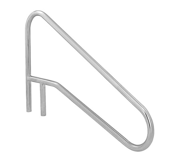 SR Smith DMS102A 54-inch slanted center braced pool handrail in polished stainless steel for 4-hole deck mounting.