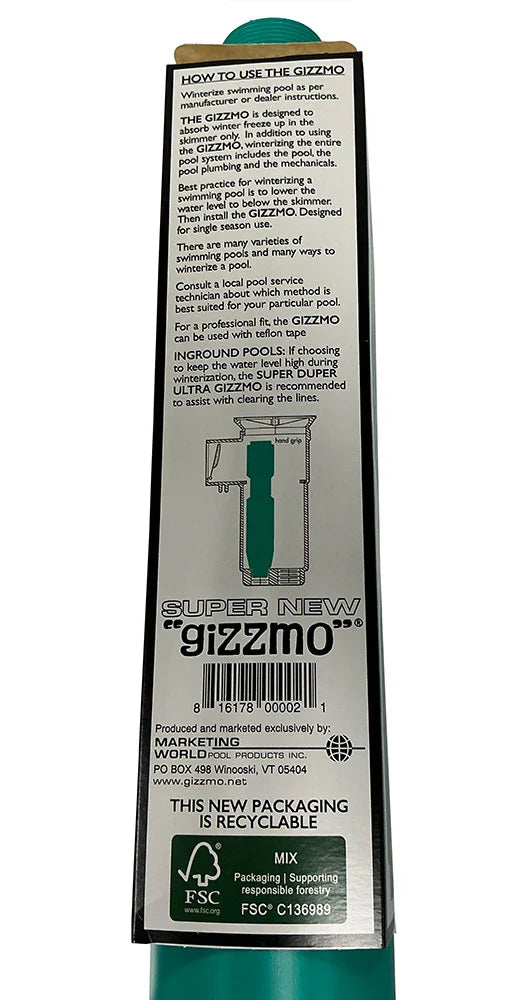 Swimline Hydrotools Super Gizzmo GIZ2 winter guard retail packaging instruction panel