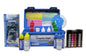 Taylor K-2005 complete DPD pool and spa test kit open showing 9056 color comparator and .75oz reagent bottles.