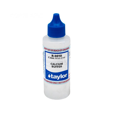 Taylor R-0010-C 2 oz Calcium Buffer #10 Pool Water Test Reagent - Front view of the 2-ounce replacement dropper bottle with a blue cap.